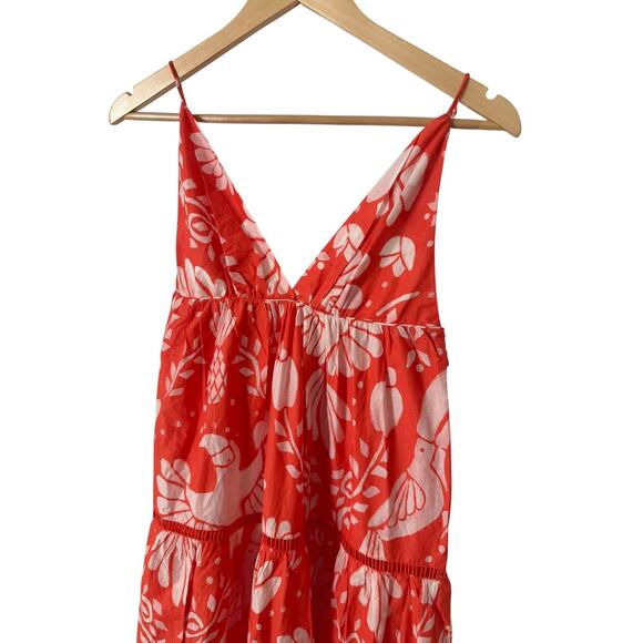 Farm Rio NWT Orange Jungle Maxi Dress Small Tropical Sundress Tiered Cotton NEW! - Picture 4 of 7